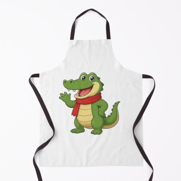 Item preview, Cute Green Crocodile with Red Scarf Cartoon Illustration designed and sold by E-SarnEdge.
