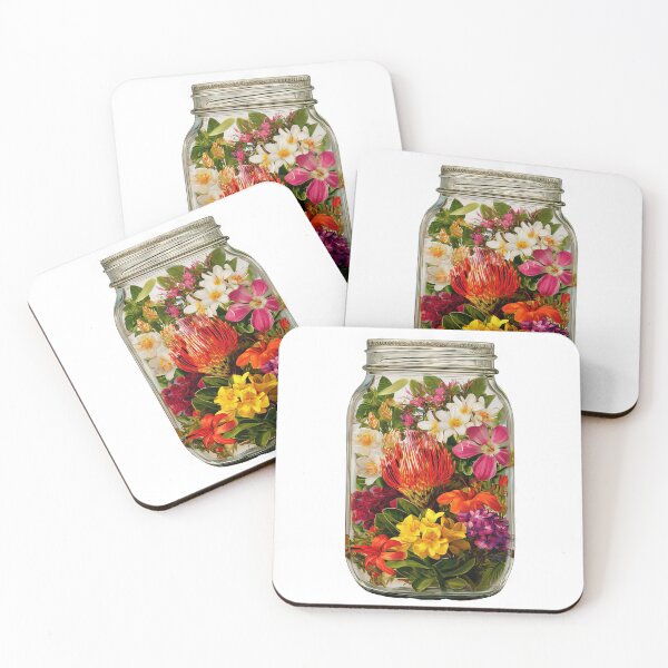 Item preview, Tropical flowers in mason jar designed and sold by scicilysimonee.