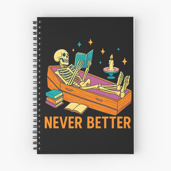 Item preview, Funny Skeleton Reading Book In Coffin Never Better Halloween designed and sold by TalalosART.