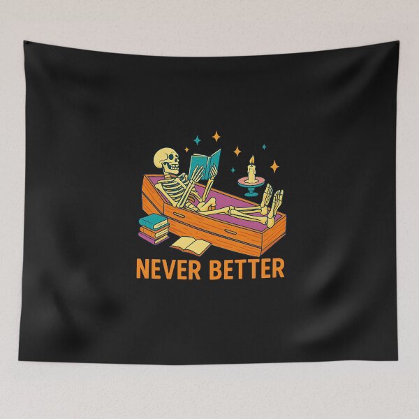 Item preview, Funny Skeleton Reading Book In Coffin Never Better Halloween designed and sold by TalalosART.