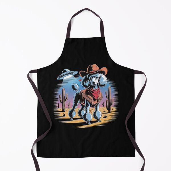 Item preview, Cowboy Poodle in Desert with UFO – Funny Western Alien Encounter designed and sold by love3617.