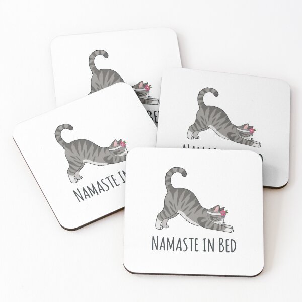 Item preview, Funny Yoga Gray Tabby Cat “Namaste in Bed” T-Shirt Mockup designed and sold by Uglyandcute.
