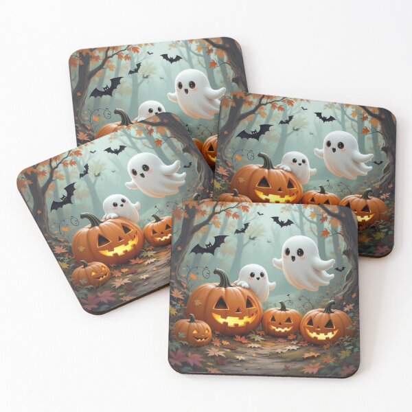 Item preview, Happy halloween pumpkins ghosts and bats designed and sold by seahorse crossing.