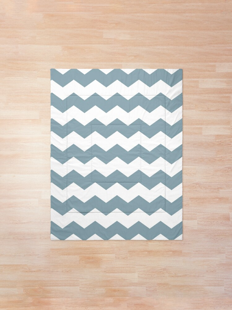 Dusty Blue And White Chevron Print Comforter By Itsjensworld Redbubble