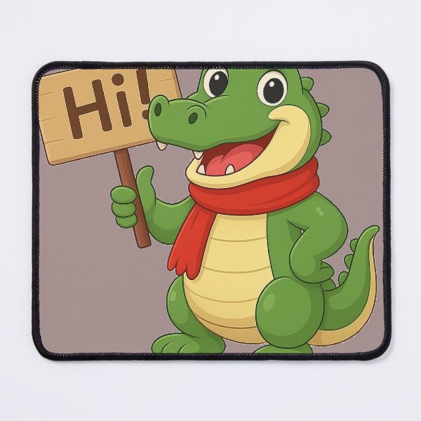 Item preview, Cute Green Crocodile Saying Hi with Red Scarf Cartoon Illustration designed and sold by E-SarnEdge.