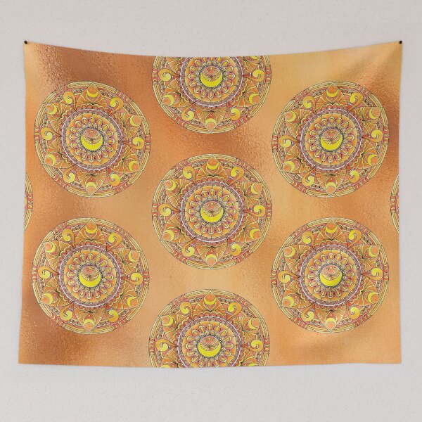 Item preview, Svadhisthana Sacral Chakra Orange Yellow Metallic Mandala Art designed and sold by mandalasouldesigns.