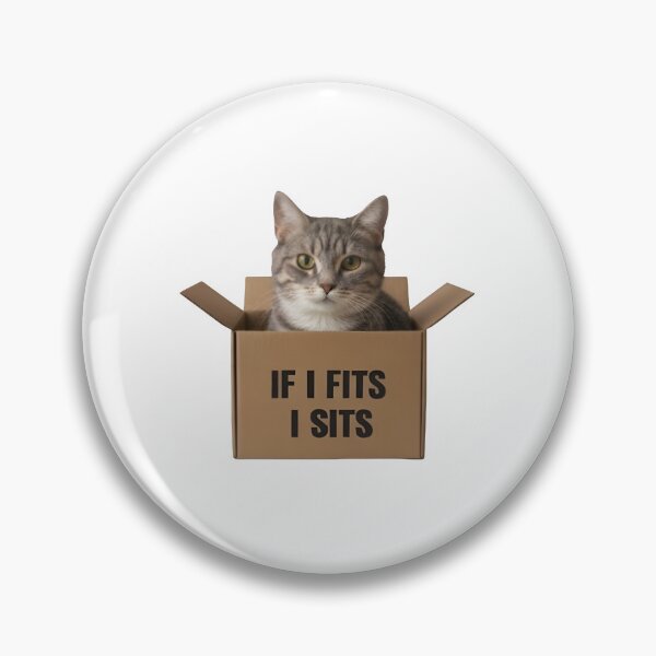 Item preview, Funny “If I Fits I Sits” Gray Tabby Cat designed and sold by Uglyandcute.