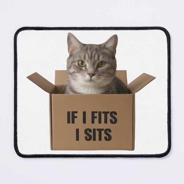 Item preview, Funny “If I Fits I Sits” Gray Tabby Cat designed and sold by Uglyandcute.