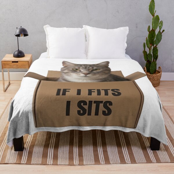 Item preview, Funny “If I Fits I Sits” Gray Tabby Cat designed and sold by Uglyandcute.