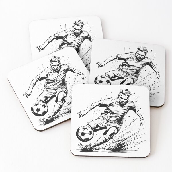 Item preview, Soccer Player Action Shot – Dynamic Black and White Football Sticker designed and sold by inkoutninja.
