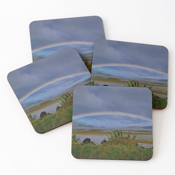 Item preview, A dazzling rainbow arches magnificently over Opononi Harbor designed and sold by NZThrillVibes.