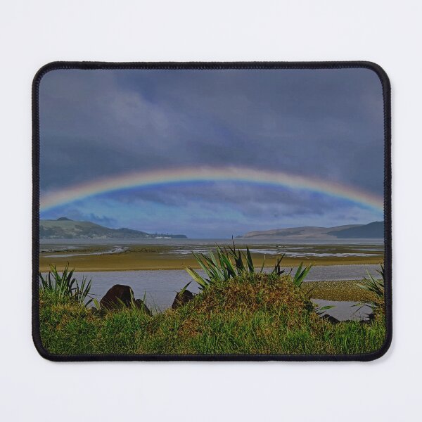 Item preview, A dazzling rainbow arches magnificently over Opononi Harbor designed and sold by NZThrillVibes.