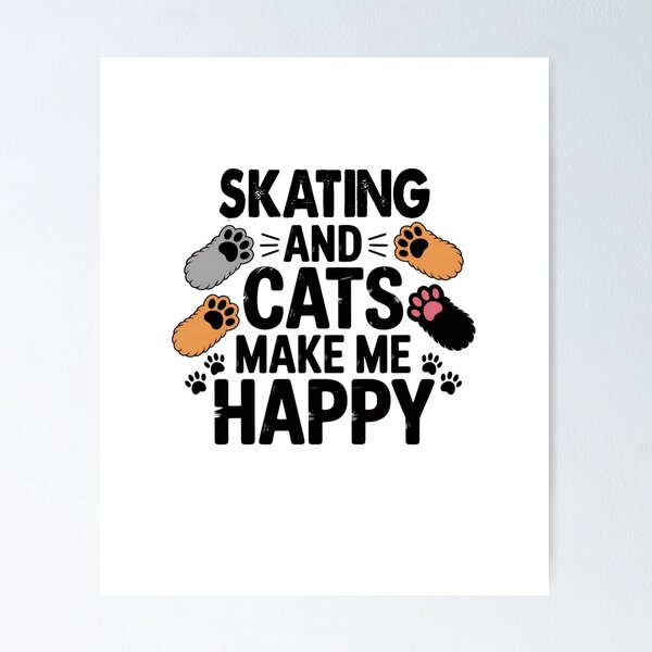 Item preview, Skating And Cats Make Me Happy - Funny Skating Cats Lover designed and sold by Oussinc.