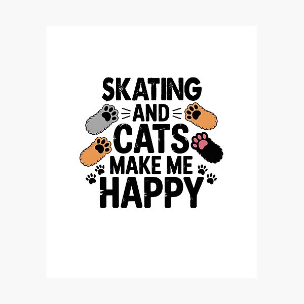 Item preview, Skating And Cats Make Me Happy - Funny Skating Cats Lover designed and sold by Oussinc.