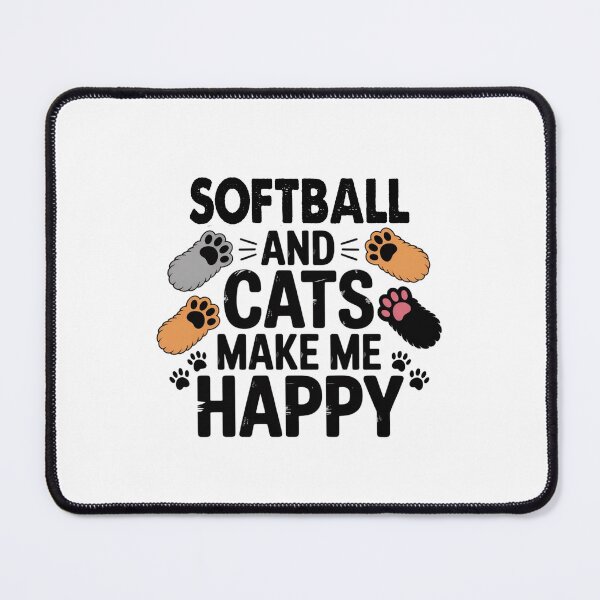 Item preview, Softball And Cats Make Me Happy - Funny Softball Cats Lover designed and sold by Oussinc.