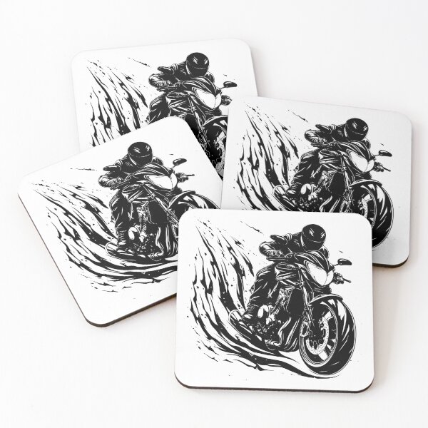 Item preview, Motorcycle Rider Drift – Bold Black and White Biker Sticker designed and sold by inkoutninja.