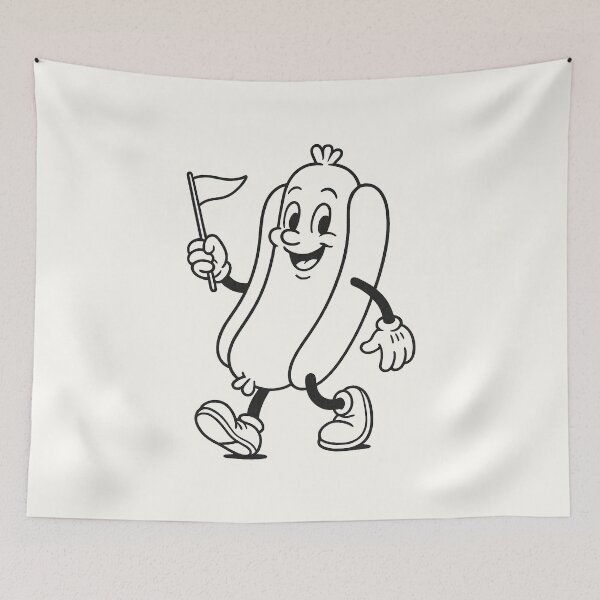 Item preview, Happy Retro Hotdog – Vintage Line Art 80s  designed and sold by HoopeStylee.