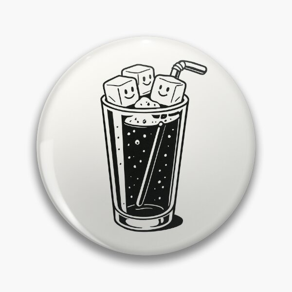 Item preview, Cute Cold Drink with Smiling Ice Cubes – Retro Line Art designed and sold by HoopeStylee.