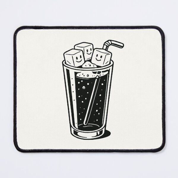 Item preview, Cute Cold Drink with Smiling Ice Cubes – Retro Line Art designed and sold by HoopeStylee.