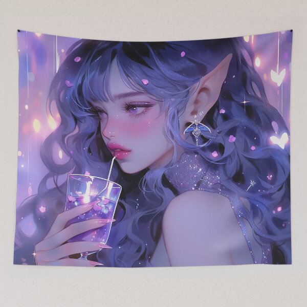 Item preview, Beautiful Purple Elven Anime Party Girl designed and sold by bubblegoth.