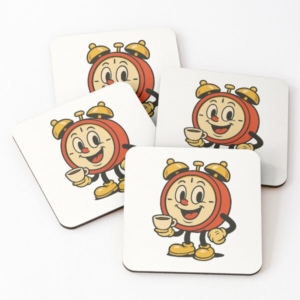 Item preview, Cheerful Alarm Clock with Coffee – Retro Cartoon Style designed and sold by HoopeStylee.