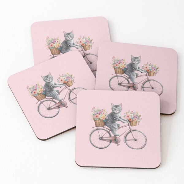 Item preview, Springtime Gray Tabby Cat Bicycle designed and sold by Uglyandcute.