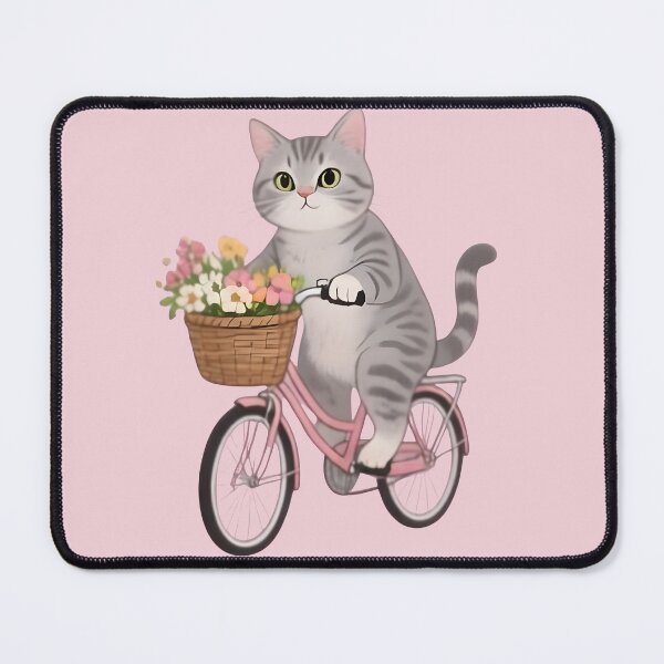 Item preview, Springtime Gray Tabby Cat Bicycle designed and sold by Uglyandcute.