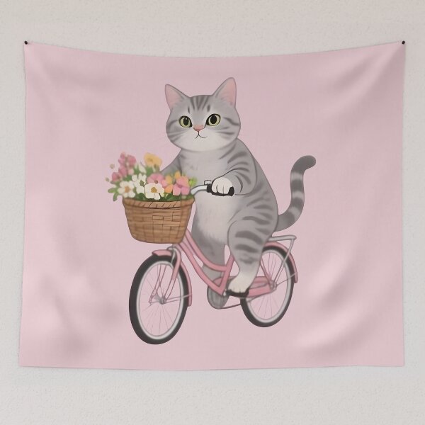 Item preview, Springtime Gray Tabby Cat Bicycle designed and sold by Uglyandcute.