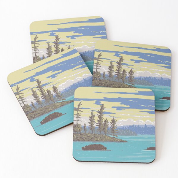 Item preview, Rainy Lake in Voyageurs National Park Minnesota WPA Ukiyo-e Style designed and sold by retrovectors.