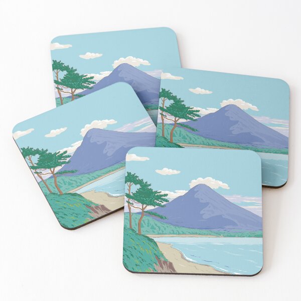 Item preview, Shigetomi Beach in Kirishima-Kinkowan National Park Japan WPA Ukiyo-e Style designed and sold by retrovectors.