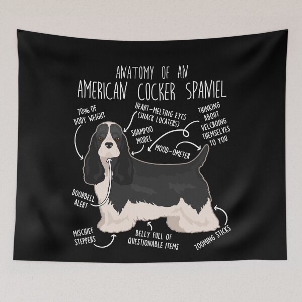 Item preview, Black and White American Cocker Spaniel Dog Anatomy designed and sold by Clara Hollins.