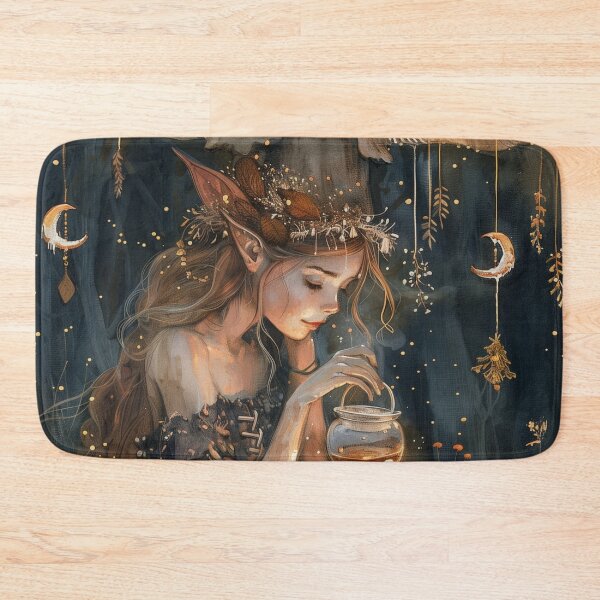 Item preview, Mushroom Fairy Brewing Herbal Tea – Cottagecore Art Print designed and sold by ArgentoArt.
