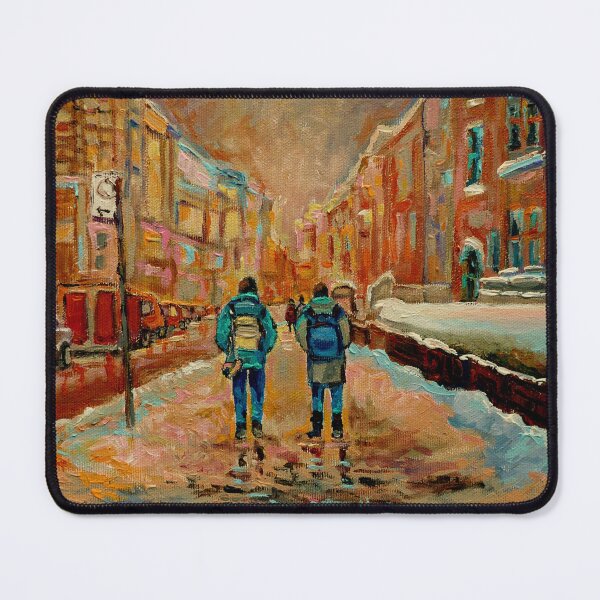Item preview, WALKING TO MCGILL UNIVERSITY MONTREAL WINTER SCENE PAINTING DOWNTOWN STREETS designed and sold by Carole Spandau.