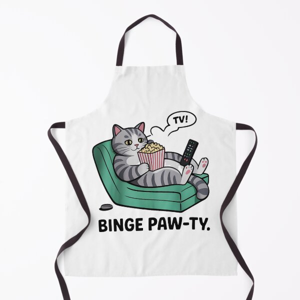 Item preview, Funny “Binge Paw-ty” Gray Tabby Cat designed and sold by Uglyandcute.