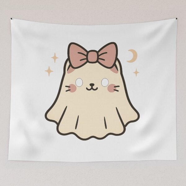Item preview, Coquette Ghost Cat — Mocha Mousse Edition designed and sold by YonizaStudio.