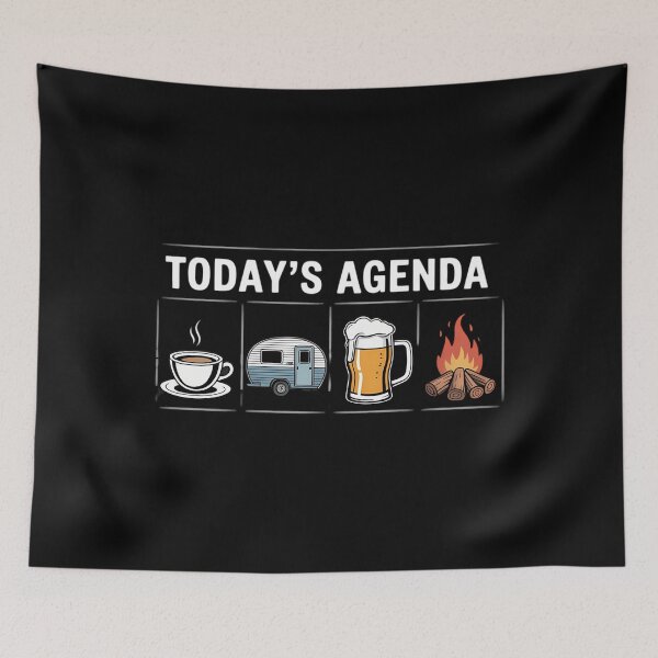 Item preview, Coffee Pop Up Camper Beer Campfire Todays Agenda Camping designed and sold by WalshDrawnLaugh.