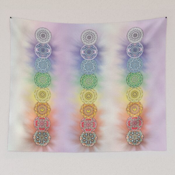 Item preview, Rainbow Chakra Mandalas 3 Vertical Row Healing Reiki designed and sold by mandalasouldesigns.