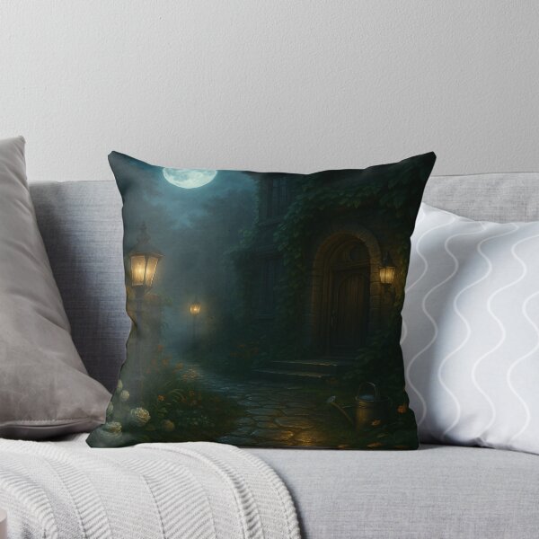 Item preview, Moonlit Garden Path to the Manor • Gaslamp-Lit Flowers & Ivy-Covered Walls in Enchanted Night Fantasy Art designed and sold by fairmaiden7.