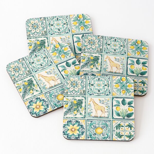 Item preview, Tropical Giraffe Portuguese Tile – Jungle Art Pattern designed and sold by imaginefountain.