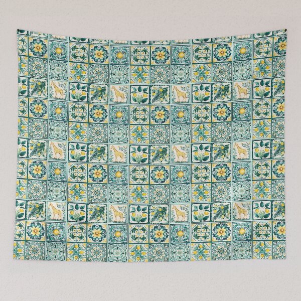Item preview, Tropical Giraffe Portuguese Tile – Jungle Art Pattern designed and sold by imaginefountain.