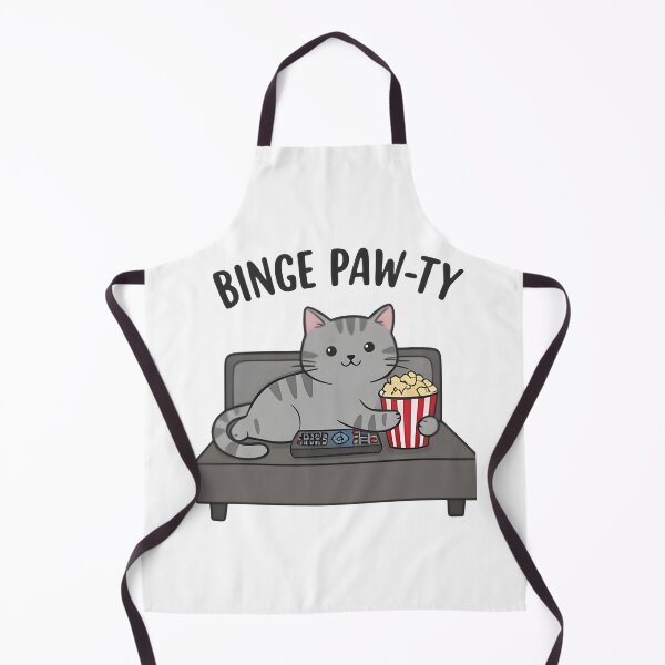 Item preview, Funny “Binge Paw-ty” Gray Tabby Cat designed and sold by Uglyandcute.