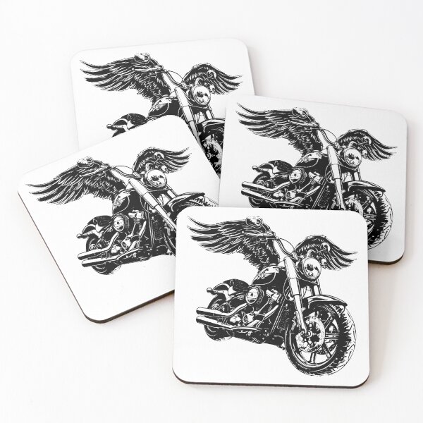 Item preview, Winged Motorcycle – Freedom Rider Black and White Biker Sticker designed and sold by inkoutninja.