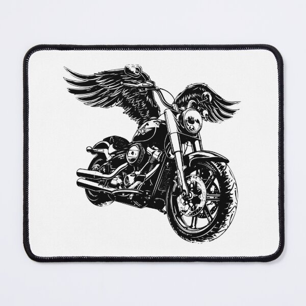 Item preview, Winged Motorcycle – Freedom Rider Black and White Biker Sticker designed and sold by inkoutninja.