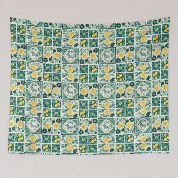 Item preview, Tropical Zebra Portuguese Tile – Mediterranean Vintage Jungle Ceramic Design designed and sold by imaginefountain.