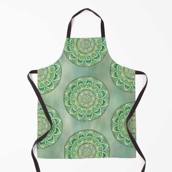 Item preview, Anahata Heart Chakra Green Pink Metallic Mandala Art designed and sold by mandalasouldesigns.