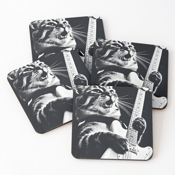Item preview, Rocking Cat Electric Guitar Art designed and sold by thesnakeater.