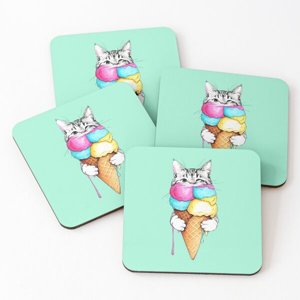 Item preview, Sweet Summer Gray Tabby Cat Ice Cream designed and sold by Uglyandcute.