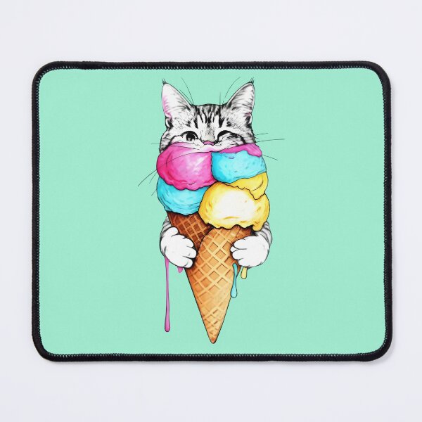 Item preview, Sweet Summer Gray Tabby Cat Ice Cream designed and sold by Uglyandcute.