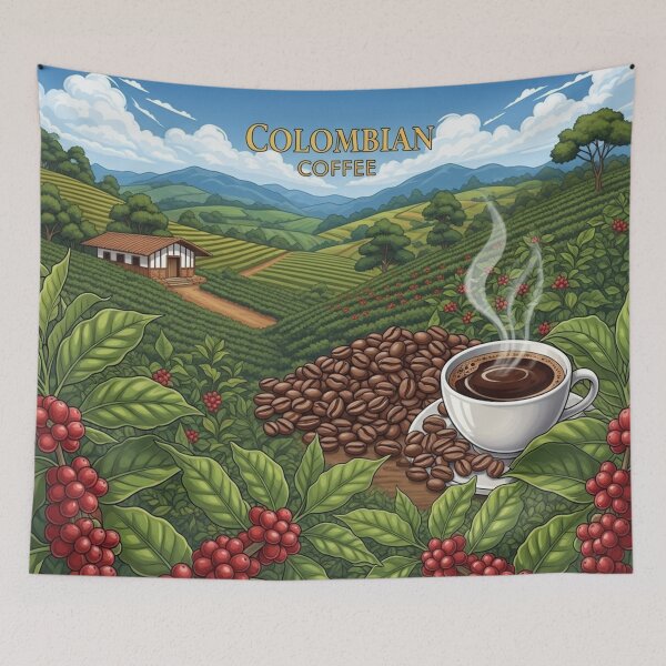 Item preview, Colombia: Coffee Farm and Landscape designed and sold by ZuriRetroPrints.