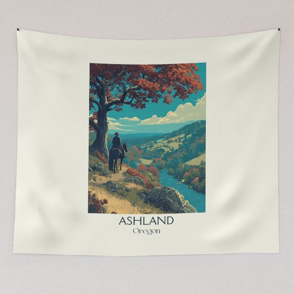 Item preview, Ashland Oregon Vintage Travel Poster | Southern Oregon Art designed and sold by TuncGK.